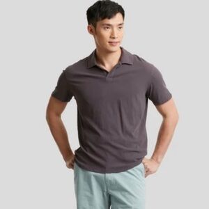 Grayers Clothiers Kovac Twisted Polo Shirt Men's Washed Black Short Sleeve NWT.